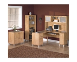 Somerset L-Desk Office Suite with Hutch, Bookcase and File Cabinet