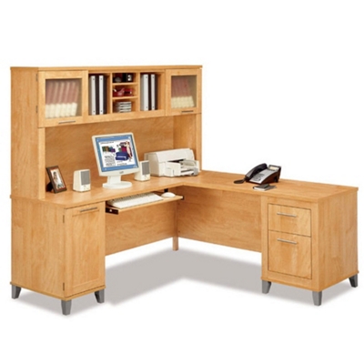 Somerset L-Desk with Storage Hutch and File Drawer - 71"W