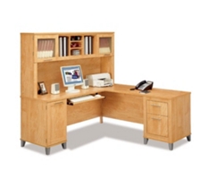 Somerset L-Desk with Storage Hutch and File Drawer - 71"W