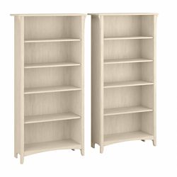 Salinas Set of Two Farmhouse Bookcases with Adjustable Shelves - 63"H