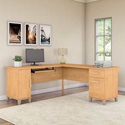 Somerset L-Desk with Storage Cabinet and File Drawer - 71"W