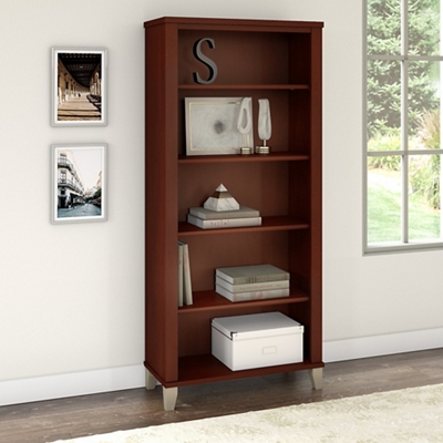 Somerset Traditional Five Shelf Bookcase with Adjustable Shelves - 65"H