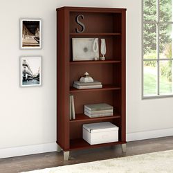 Somerset Traditional Five Shelf Bookcase with Adjustable Shelves - 65"H