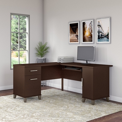 Somerset L-Desk with Concealed Storage Cabinet and File Drawer - 60"W
