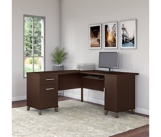 Somerset L-Desk with Concealed Storage Cabinet and File Drawer - 60"W