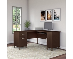 Somerset L-Desk with Concealed Storage Cabinet and File Drawer - 60"W