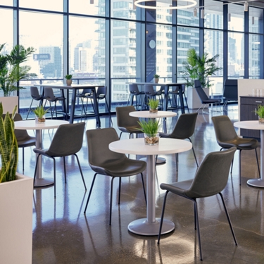 Buy durable cafe and breakroom tables in wood and metal, ranging from small to large sizes at National Business Furniture.