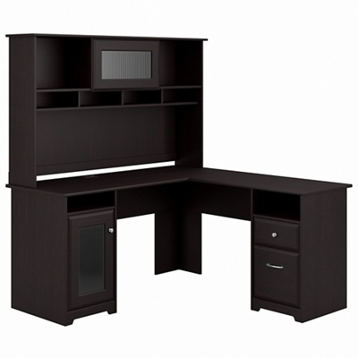 Cabot L-Desk with Storage Hutch and Lateral File Cabinet