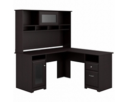 Cabot L-Desk with Storage Hutch and Lateral File Cabinet