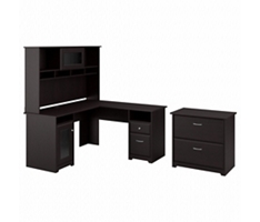 Cabot L-Desk with Storage Hutch and Lateral File Cabinet