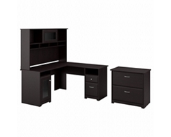 Cabot L-Desk with Storage Hutch and Lateral File Cabinet