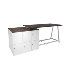 Resi Dual-Height Collaboration Table, 12 Lockers – 105”W