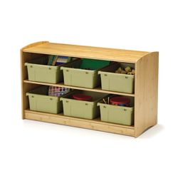 Bamboo Shelving Unit with Color Tubs - 41"W x 16.5"D
