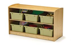 Bamboo Shelving Unit with Color Tubs - 41"W x 16.5"D