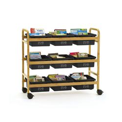 Bamboo Book Cart with Recycled Tubs - 41"W x 16"D