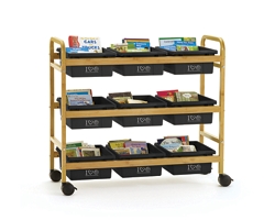 Bamboo Book Cart with Recycled Tubs - 41"W x 16"D