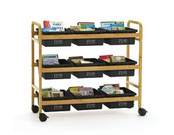 Bamboo Book Cart with Recycled Tubs - 41"W x 16"D