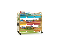 Bamboo Book Cart w/ Tubs and Pegboard - 41"W x 16"D