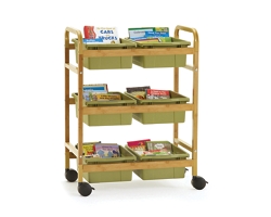 Bamboo Small Book Cart with Tubs - 28"W x 16"D