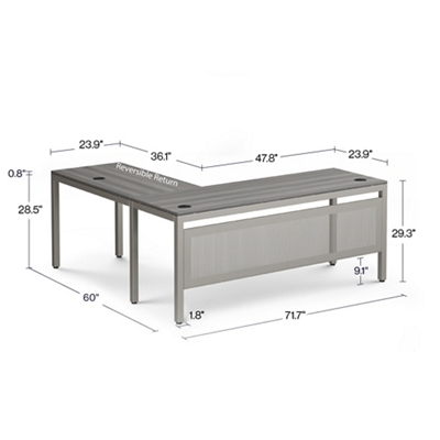 At Work Reversible L-Shaped Desk with Modesty Panel - 72