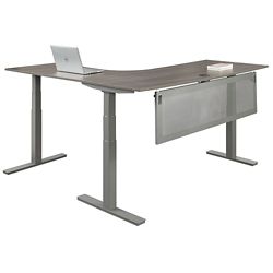 At Work Adjustable Height Right L-Shaped Desk with Modesty Panel - 60"W