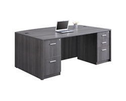 At Work Bowfront Double Pedestal Executive Desk - 71"W