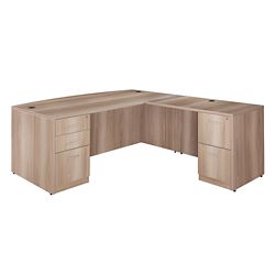 At Work Bowfront Reversible Executive L-Desk - 71"W