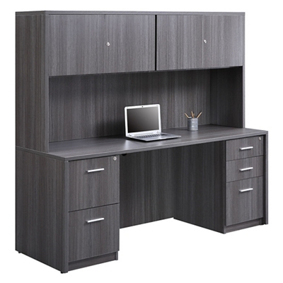 White 71 x 71 L-Shaped Office Desk with Hutch