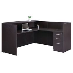 At Work Reversible Reception L-Desk with Full Pedestal - 71"W