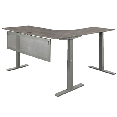 At Work Adjustable Height Left L-Shaped Desk with Modesty Panel - 60"W