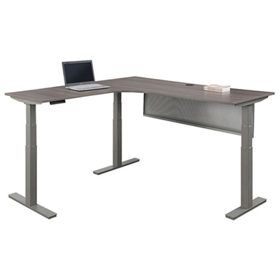 At Work Adjustable Height Left L-Shaped Desk with Modesty Panel - 71"W
