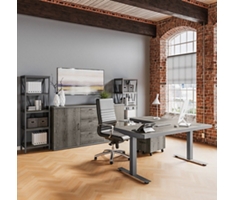 Rivet Office Furniture Set w/ Adjustable Height L-Shaped Desk