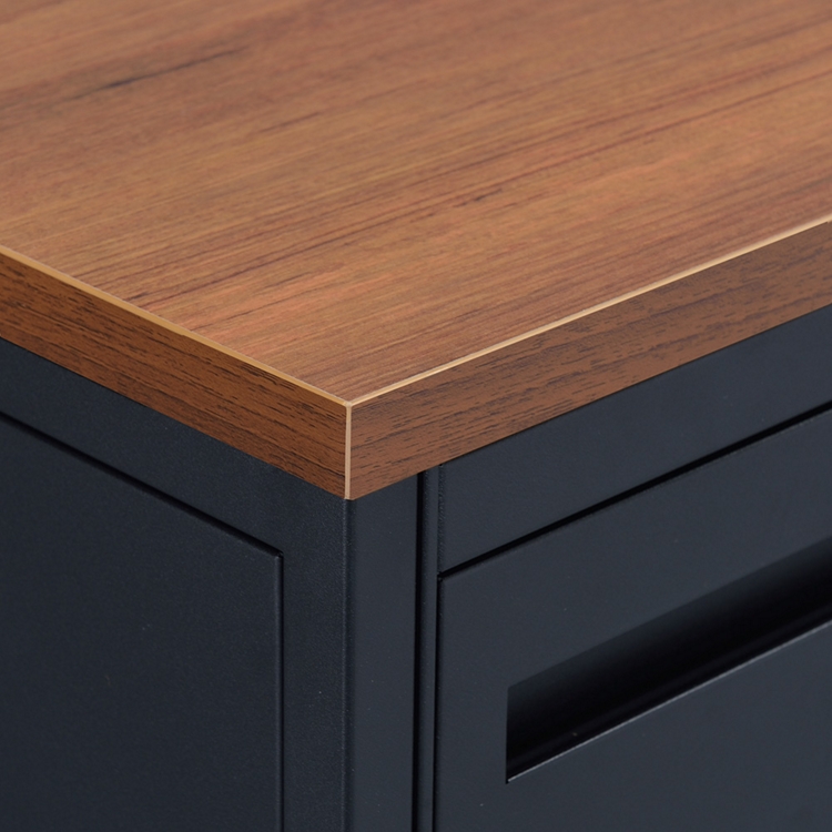 Carbon Single Pedestal Steel Desk with Center Drawer - 66"Wx30"D