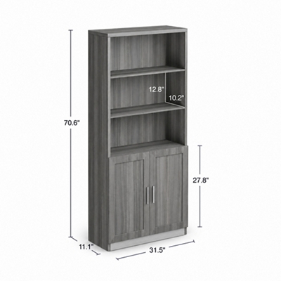 At Work 5 Shelf Bookcase with Doors - 32