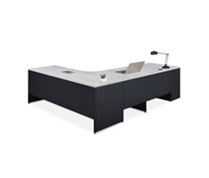 Carbon L-Shaped Desk with 3-Drawer Pedestal and Left Return 72"Wx96"D