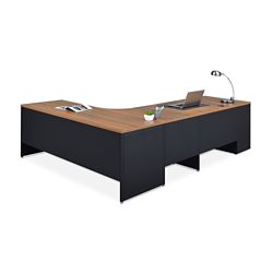 Carbon L-Shaped Desk with 2-Drawer Pedestal and Left Return 72"Wx96"D