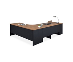 Carbon L-Shaped Desk with 2-Drawer Pedestal and Left Return 72"Wx96"D