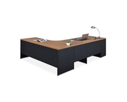 Carbon L-Shaped Desk with 2-Drawer Pedestal and Left Return 72"Wx96"D
