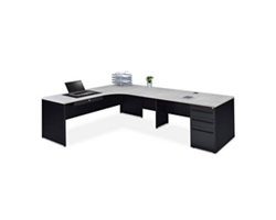 MADNESS  Lサイズ Carbon L-Desk with 3-Drawer Pedestal and Right Return 72