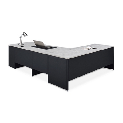 Carbon L-Desk with 3-Drawer Pedestal and Right Return 72