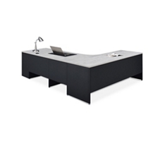 Carbon L-Desk with 3-Drawer Pedestal and Right Return 72"Wx96"D