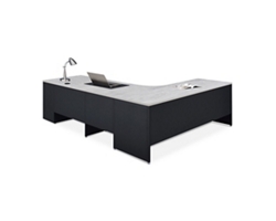 Carbon L-Desk with 3-Drawer Pedestal and Right Return 72"Wx96"D