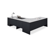 Carbon L-Shaped Desk with 2-Drawer Pedestal and Right Return 72"Wx96"D