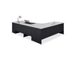 Carbon L-Shaped Desk with 2-Drawer Pedestal and Right Return 72"Wx96"D
