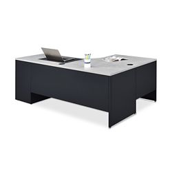 Carbon J-Desk with 3-Drawer Pedestal and Left Return 72"Wx48"D