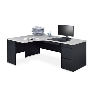 Carbon J-Desk with 2-Drawer Pedestal and Left Return 72