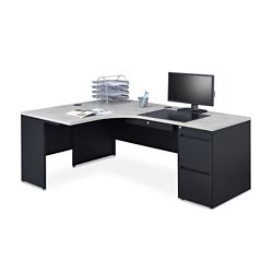 Carbon J-Desk with 2-Drawer Pedestal and Left Return 72"Wx48"D