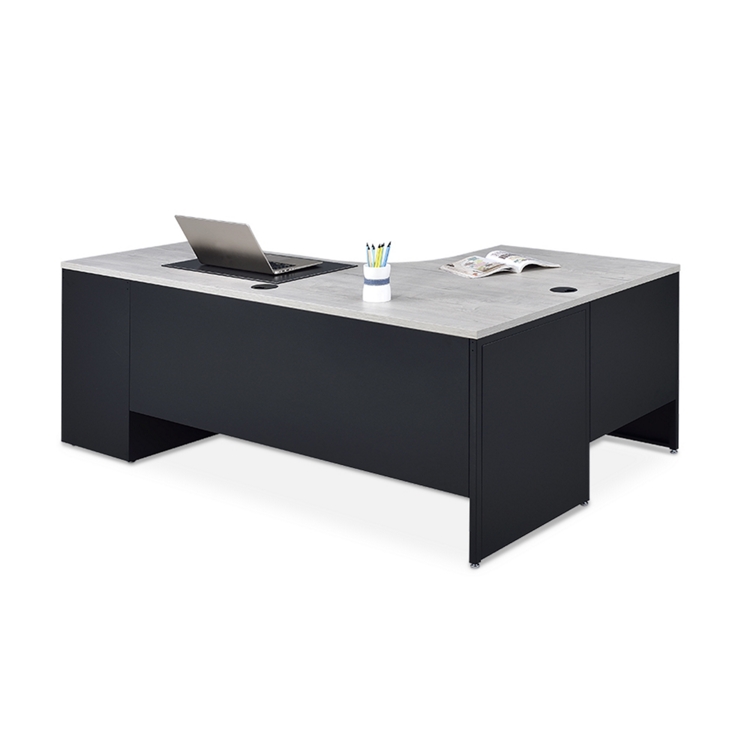 Carbon J-Desk with 2-Drawer Pedestal and Left Return 72