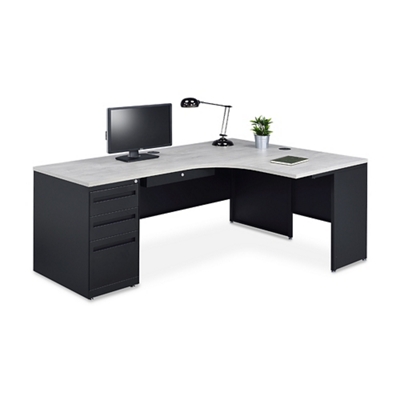 Carbon J-Desk with 3-Drawer Pedestal and Right Return 72"Wx48"D