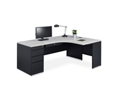 Carbon J-Desk with 3-Drawer Pedestal and Right Return 72"Wx48"D